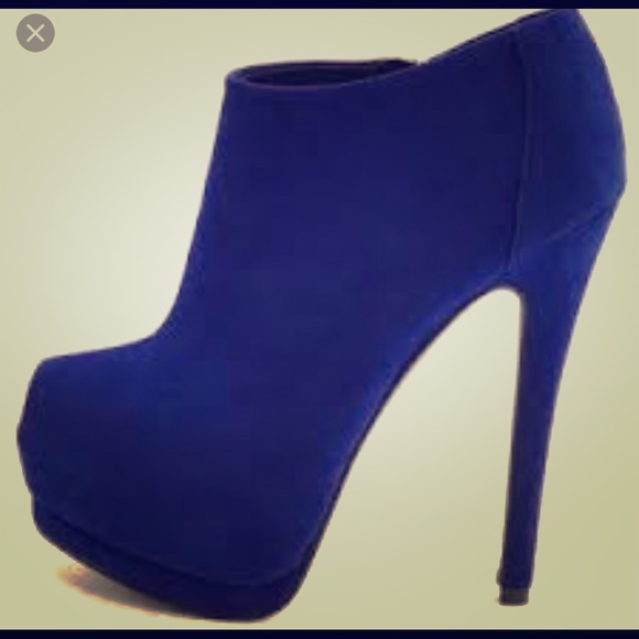 Charlotte Russe Shoes - Blue Suede Keyhole Ankle boots